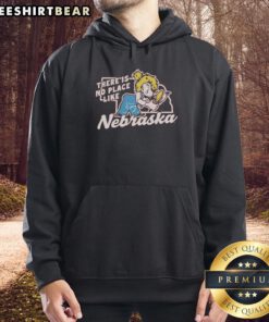 Vintage hoodie featuring 'There Is No Place Like Nebraska' design, perfect for showcasing Nebraska pride.