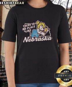 Vintage ladies tee featuring 'There Is No Place Like Nebraska' design, perfect for Nebraska pride and casual wear.