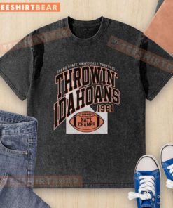 Vintage washed t-shirt featuring the Idahoans Bengals football design from 1981, perfect for fans of classic sports apparel.