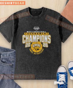 2026 UMBC Retrievers Men's Basketball Tournament Champions washed t-shirt, showcasing team pride and victory.