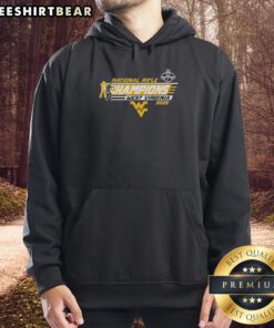 Top WVU West Virginia Mountaineers National Rifle Champions hoodie featuring team colors and logo design.