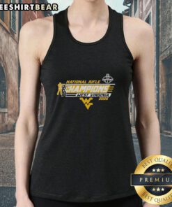 Top WVU West Virginia Mountaineers National Rifle Champions tank top featuring team colors and logo for fans.