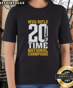 Top WVU West Virginia Mountaineers Rifle 20-Time National Champions Ladies Tee showcasing team pride and athletic excellence.