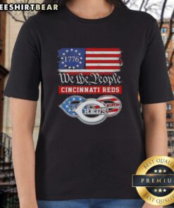 Top We The People Cincinnati Reds American Since 1776 ladies tee featuring a stylish design and patriotic theme.
