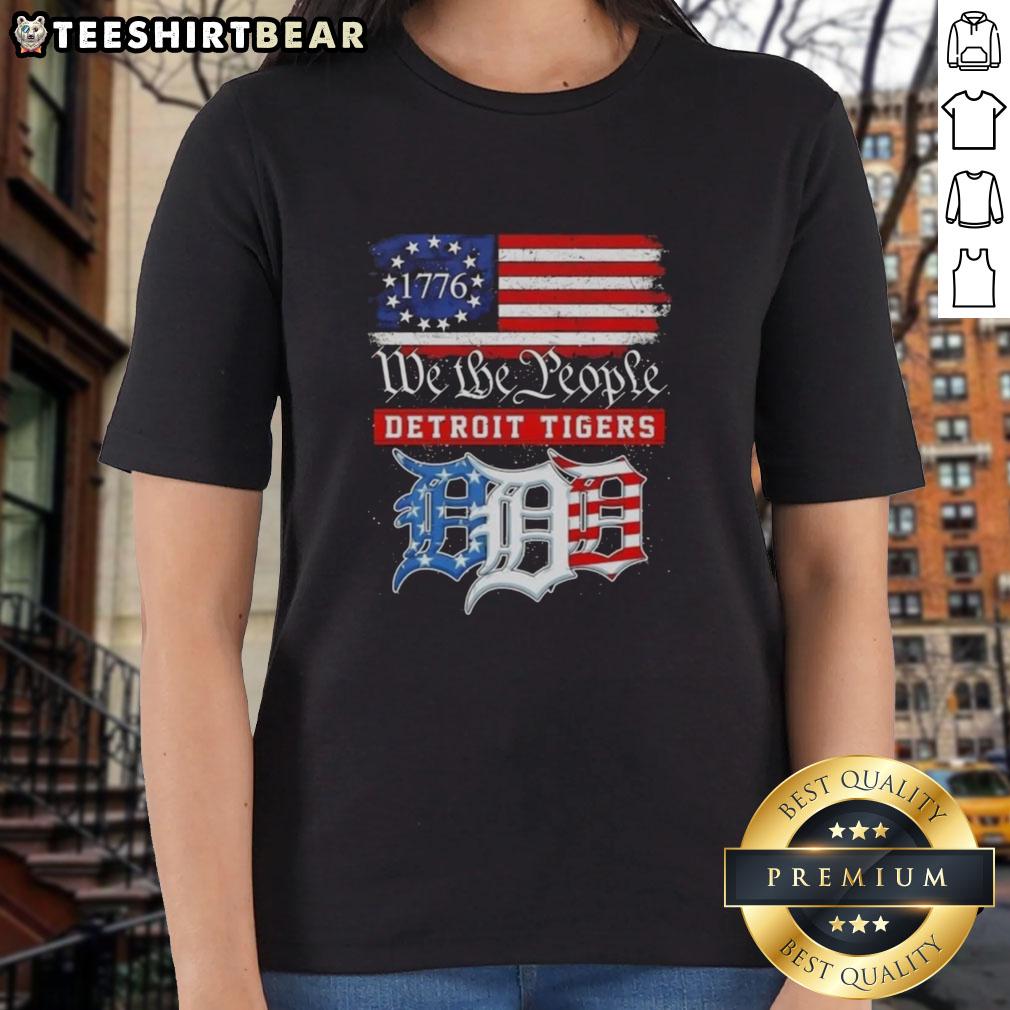 Top We The People Detroit Tigers X American Since 1776 ladies tee showcasing patriotic sports apparel design.