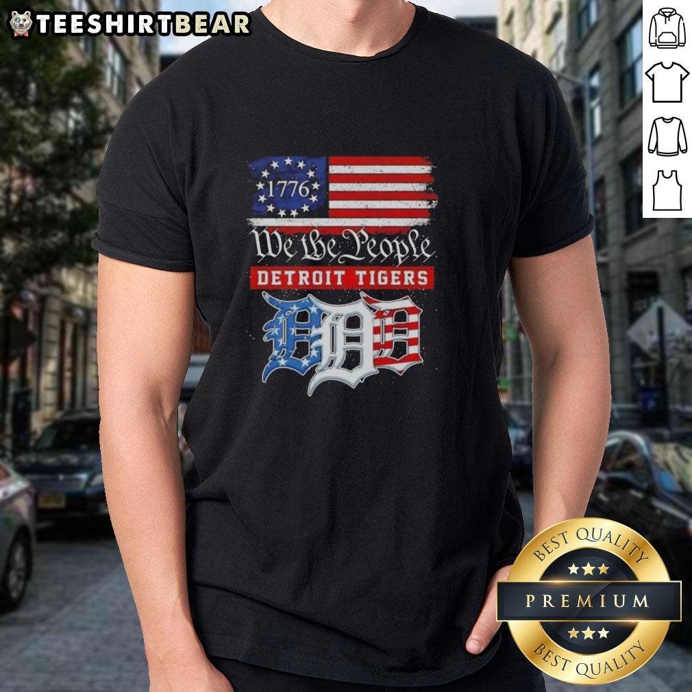 Top We The People Detroit Tigers X American Since 1776 T-Shirt featuring patriotic design for baseball fans.