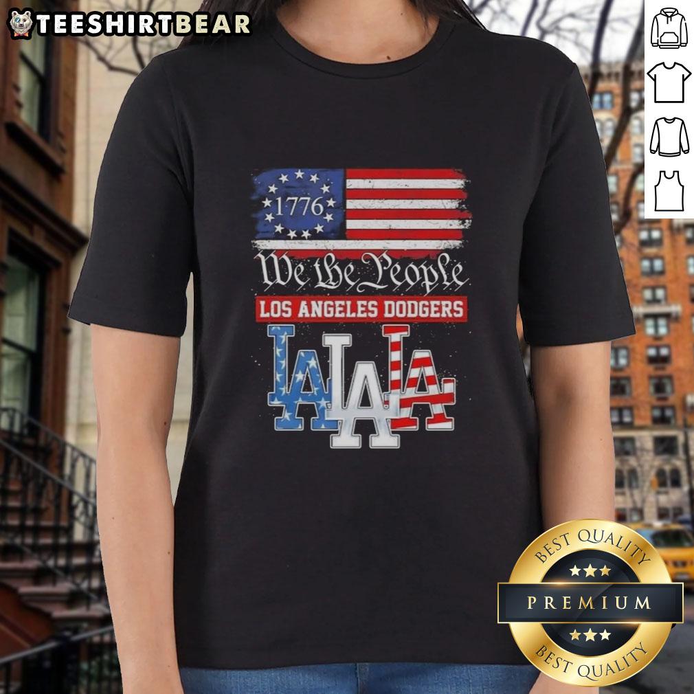 Los Angeles Dodgers 'We The People' ladies tee, celebrating American spirit since 1776 in stylish design.