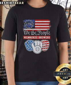 Top We The People Milwaukee Brewers American Since 1776 ladies tee showcasing patriotic design for fans.