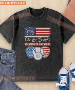 Top We The People Milwaukee Brewers American Since 1776 washed t-shirt featuring vintage style and patriotic design.