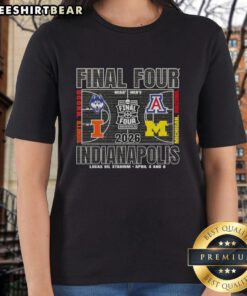 Alt Text: Ladies' tee for the 2026 NCAA Final Four in Indianapolis at Lucas Oil Stadium, April 4 and 6.