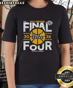 2026 NCAA Women's UCLA Bruins Final Four tee shirt in Phoenix, Arizona, featuring vibrant team colors and logo design.