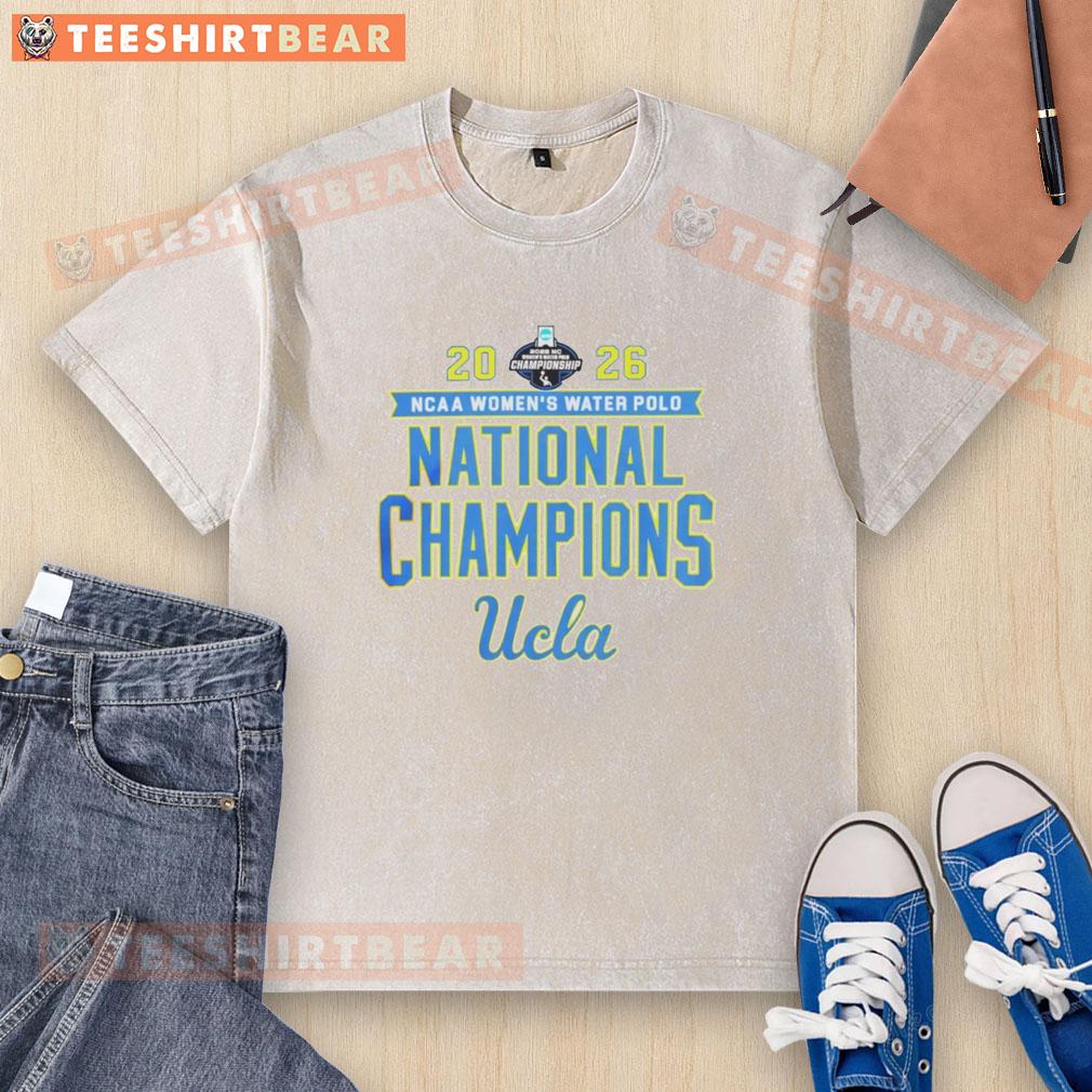 Alt Text: UCLA Bruins celebrate 2026 NCAA Women's Water Polo National Championship victory in a stylish washed t-shirt.