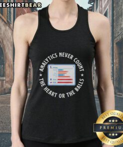 Awesome Analytics tank top featuring 'Never Count The Heart Or The Balls' slogan, perfect for data enthusiasts.