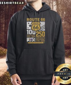 Awesome Baltimore Ravens Route 66 hoodie celebrating 100th Anniversary 1926-2026 and 250th America Anniversary.