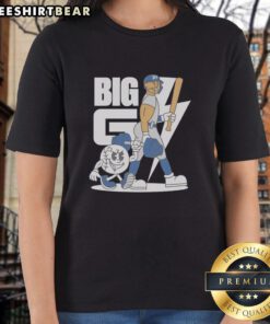 Awesome Big G Giancarlo Stanton cartoon on New York Yankees ladies tee, perfect for fans of MLB superstar apparel.