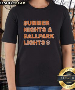 Awesome Bowling Green Hot Rods summer nights ladies tee featuring vibrant colors and baseball-themed design.