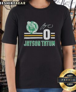 Awesome Celtics Jayson Tatum signature jersey ladies tee, featuring vibrant team colors and stylish design for female fans.