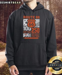 Awesome Denver Broncos Route 66 hoodie for the 100th anniversary, celebrating 250 years of America, 1926-2026.