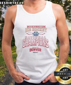 Awesome Denver Pioneers 2026 Frozen Four Champions tank top featuring vibrant team colors and logo design.