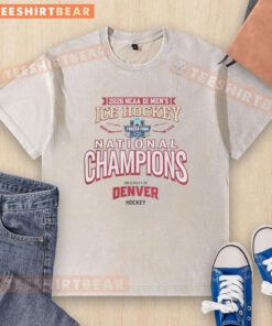 Awesome Denver Pioneers 2026 Frozen Four Champions washed t-shirt featuring vibrant team colors and logo design.