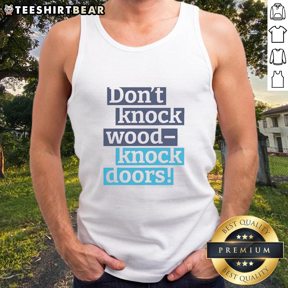 Awesome Don't Knock Wood Knock Doors tank top featuring a playful design in vibrant colors, perfect for casual wear.