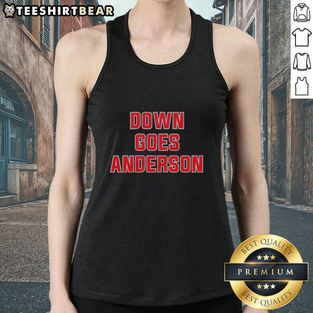 Awesome Down Goes Anderson Cleveland Guardians baseball tank top design featuring vibrant team colors and graphics.