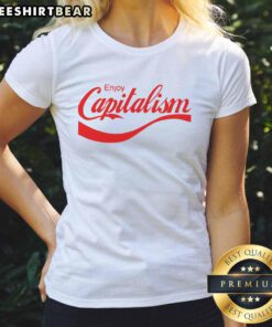 Funny parody tee for ladies featuring 'Awesome Enjoy Capitalism' design, perfect for political humor enthusiasts.