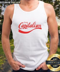 Funny parody tank top featuring Awesome Enjoy Capitalism slogan, perfect for political humor fans and satire lovers.