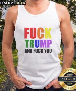 Colorful text tank top featuring Awesome F*ck Trump and F*ck You design, perfect for making a bold political statement.