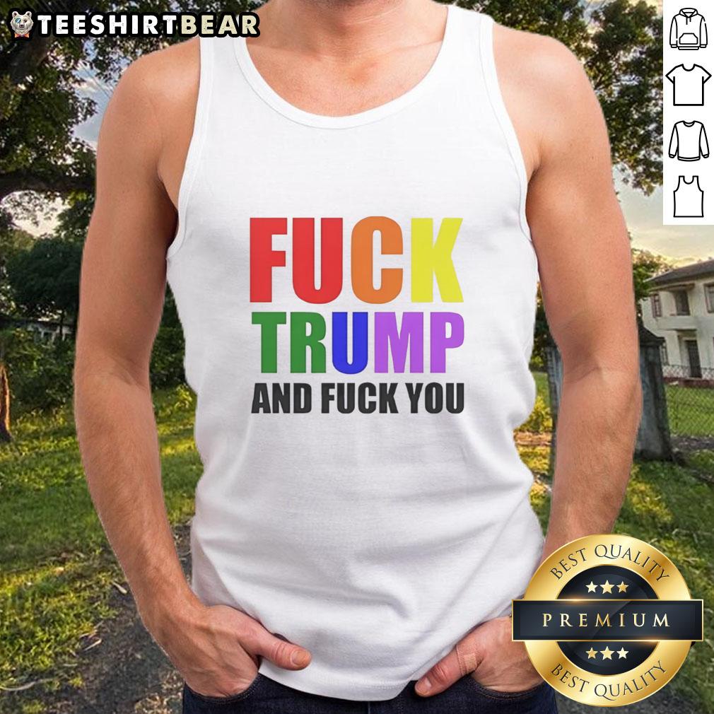 Colorful text tank top featuring Awesome F*ck Trump and F*ck You design, perfect for making a bold political statement.