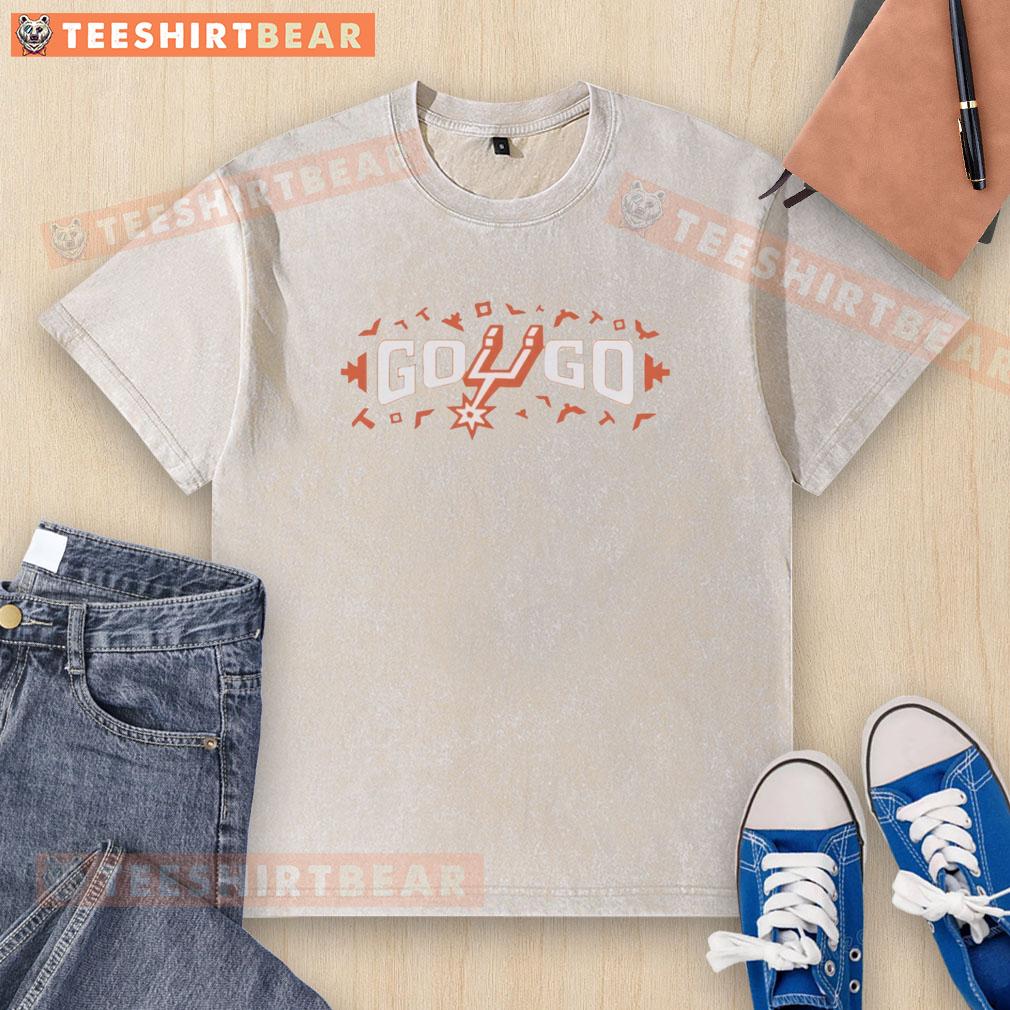 Awesome Go Spurs Go Fiesta washed t-shirt featuring vibrant colors, perfect for San Antonio Spurs fans.