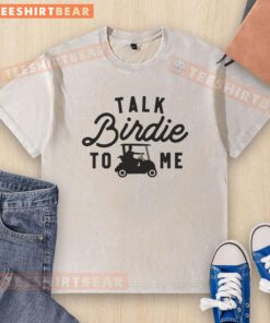 Awesome Golf Talk Birdie To Me golfing humor washed t-shirt featuring a fun golf graphic and relaxed fit design.