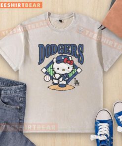 Alt Text: Hello Kitty x Los Angeles Dodgers first pitch washed t-shirt featuring playful design and vibrant colors.