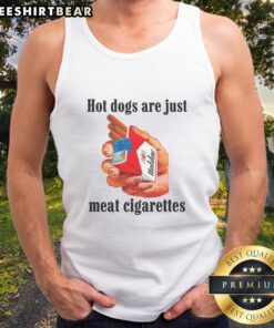 Alt Text: Awesome hot dogs are just meat cigarettes tank top featuring a fun graphic design for food lovers.