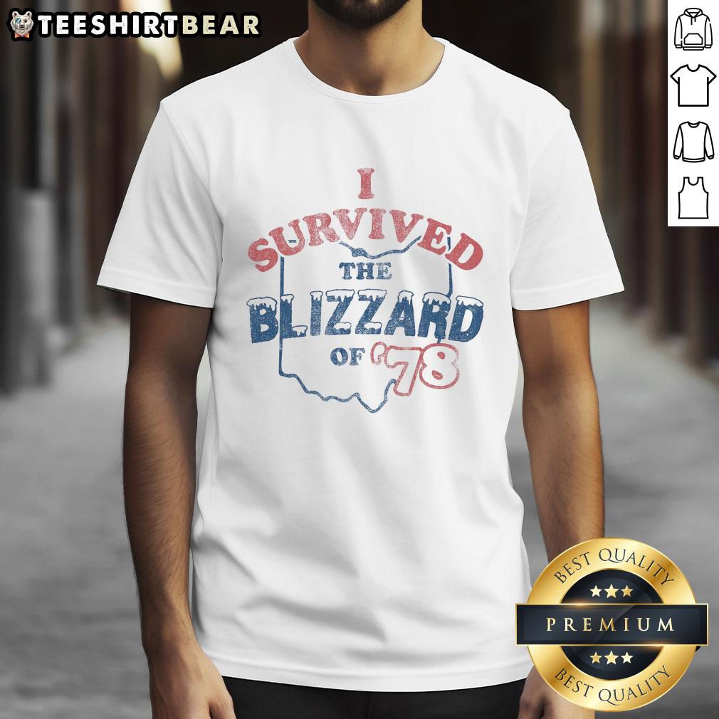 Awesome I Survived The Blizzard Of '78 T-Shirt featuring bold text and a winter-themed design, perfect for snowstorm memories.