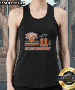 Awesome Knicks Jalen Brunson signature jersey tank top in vibrant blue, showcasing team spirit and player pride.