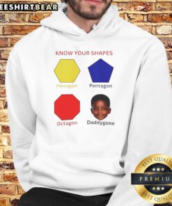 Awesome Know Your Shapes Hoodie featuring hexagon, pentagon, and octagon graphic design for stylish geometry lovers.