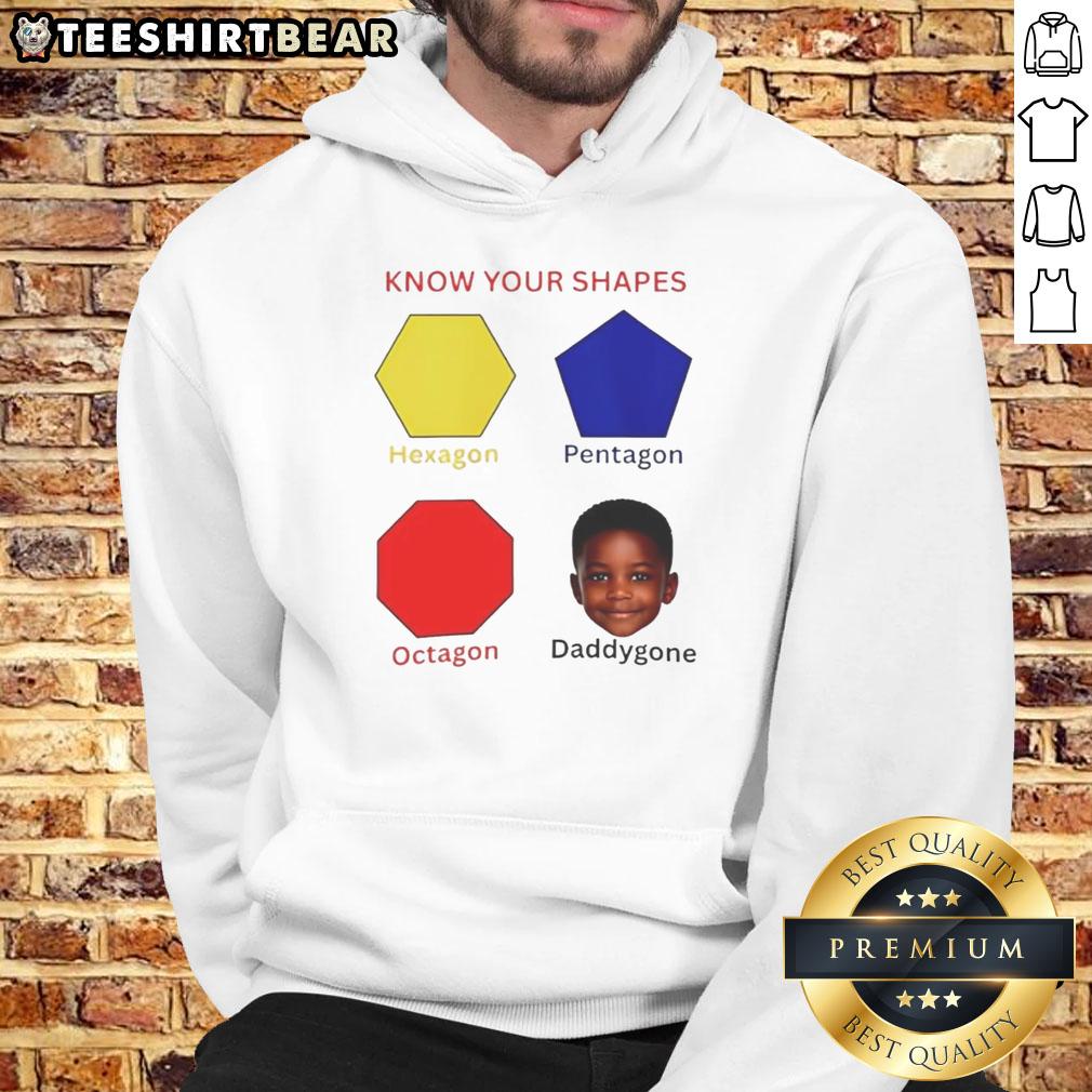 Awesome Know Your Shapes Hoodie featuring hexagon, pentagon, and octagon graphic design for stylish geometry lovers.