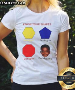 Stylish ladies' tee featuring hexagon, pentagon, and octagon shapes in a fun design. Perfect for shape lovers!