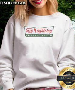 Awesome Lazy Lightning Supplication logo sweatshirt featuring a bold design and comfortable fit for casual wear.