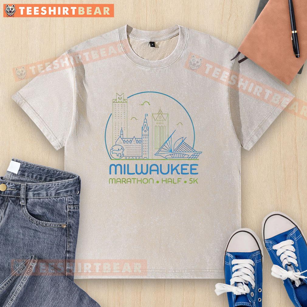 Alt Text: Awesome Milwaukee Marathon Half 5K washed t-shirt featuring vibrant colors and a comfortable fit, perfect for runners.