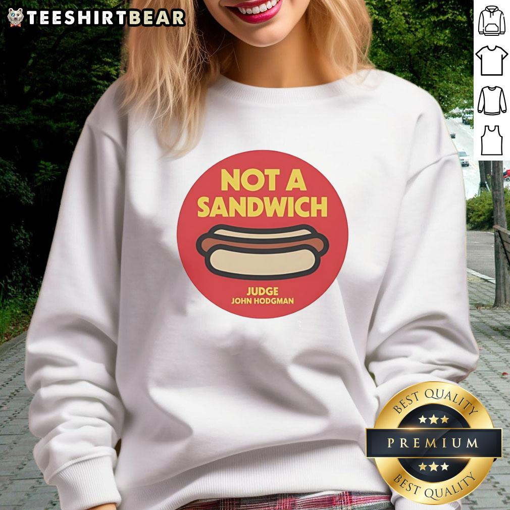 Awesome Not A Sandwich Judge John Hodgman logo sweatshirt in stylish design, perfect for fans of the podcast.