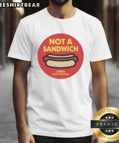 Awesome Not A Sandwich Judge John Hodgman Logo T-Shirt featuring a fun graphic design and vibrant colors.