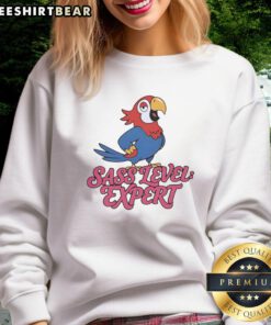 Awesome Parrot Sass Level Expert Sweatshirt featuring a vibrant parrot graphic and playful text design.
