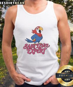 Expert-level sass tank top featuring a vibrant parrot design, perfect for tropical vibes and casual summer wear.