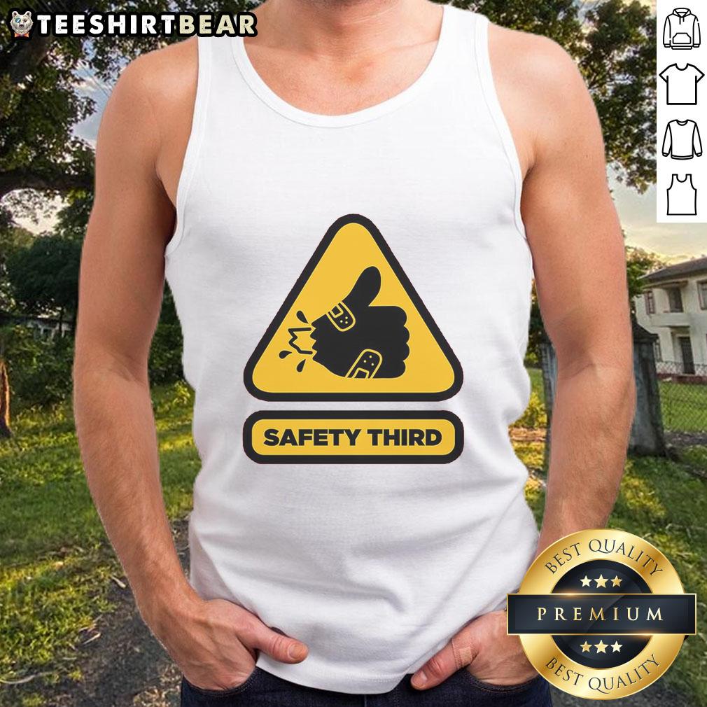 Awesome Safety Third Sign Tank Top featuring a bold graphic design, perfect for safety enthusiasts and casual wear.