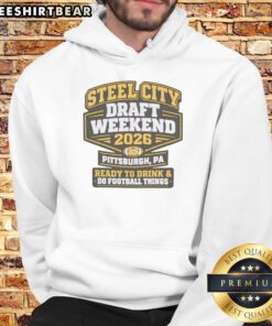 Awesome Steel City NFL Draft 2026 Pittsburgh Football Fan Hoodie in black with vibrant team logo and stylish design.