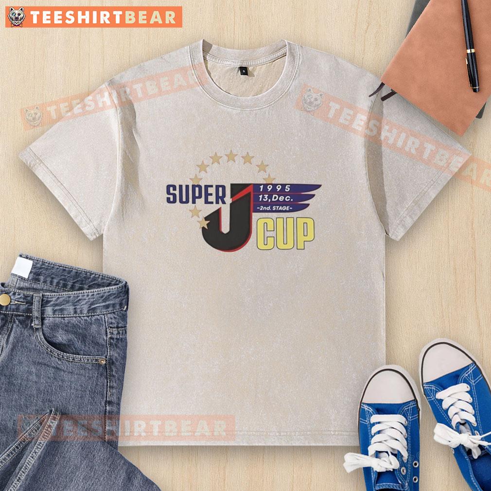 Alt Text: Awesome Super J Cup 2nd Stage 1995 washed t-shirt featuring vibrant graphics and vintage style for collectors.