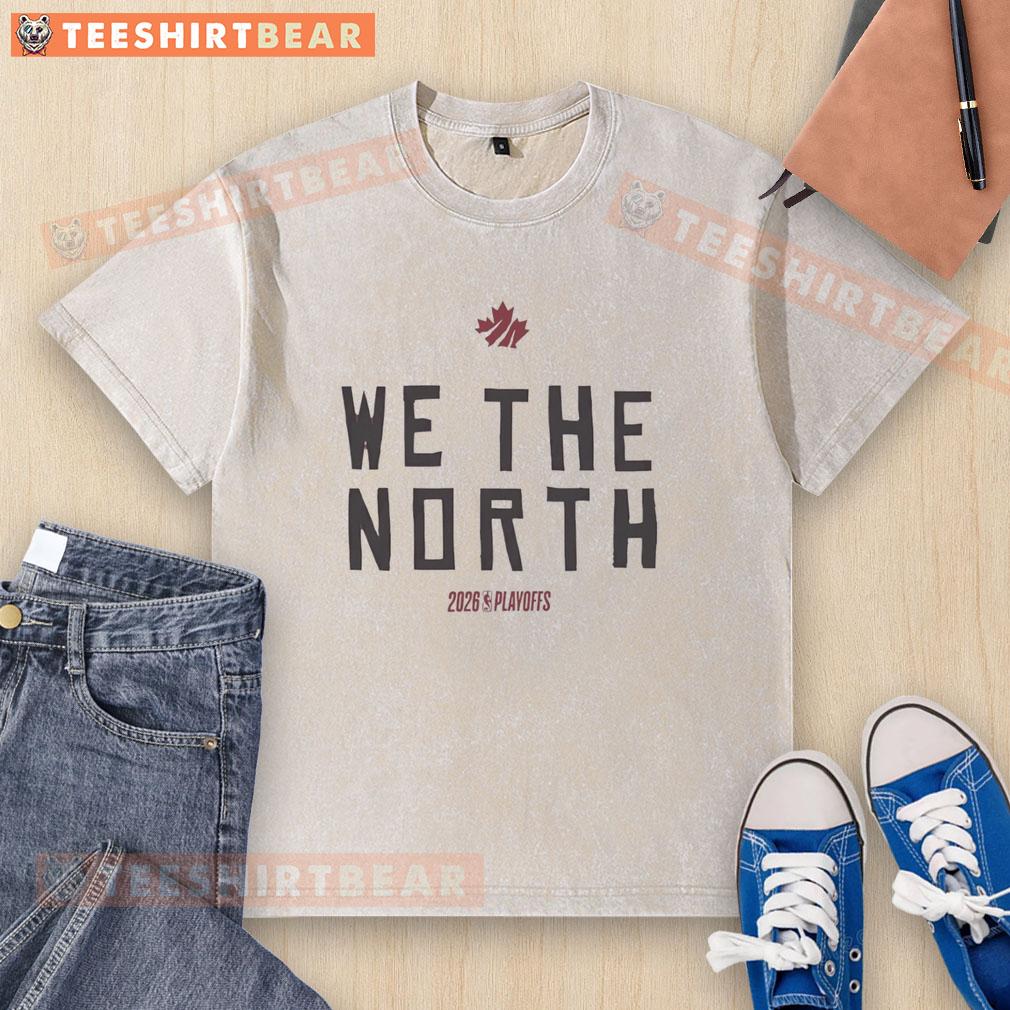 Alt Text: Awesome Toronto Raptors We The North 2026 Playoffs logo on a washed t-shirt, perfect for fans and collectors.