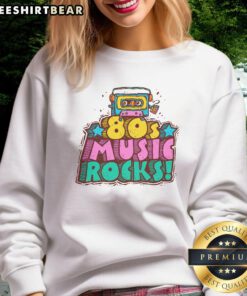 Cozy Funny 80s Music Rocks Sweatshirt featuring vibrant colors and retro design, perfect for nostalgic music lovers.